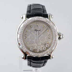 Швейцарские часы Chopard Happy Sport Diamond Snowflake 18K White Gold Steel 38