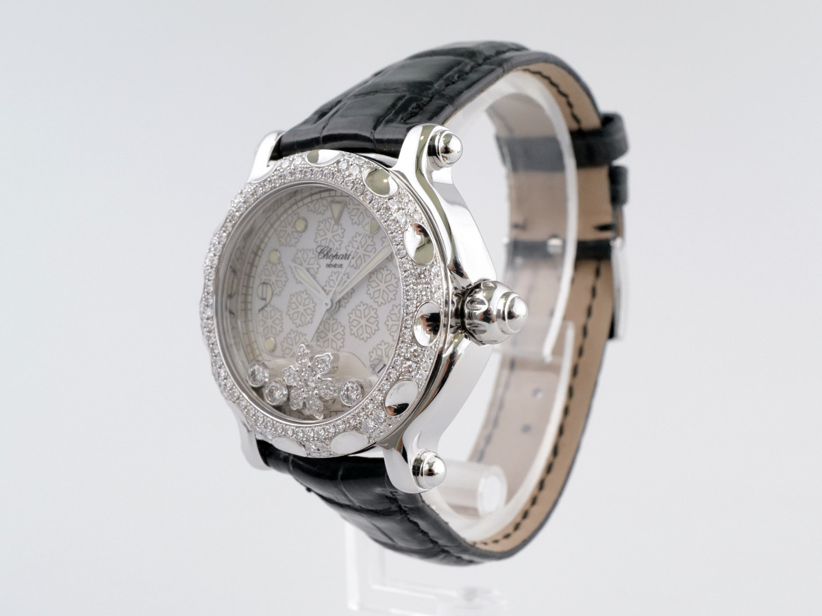 Швейцарские часы Chopard Happy Sport Diamond Snowflake 18K White Gold Steel 38