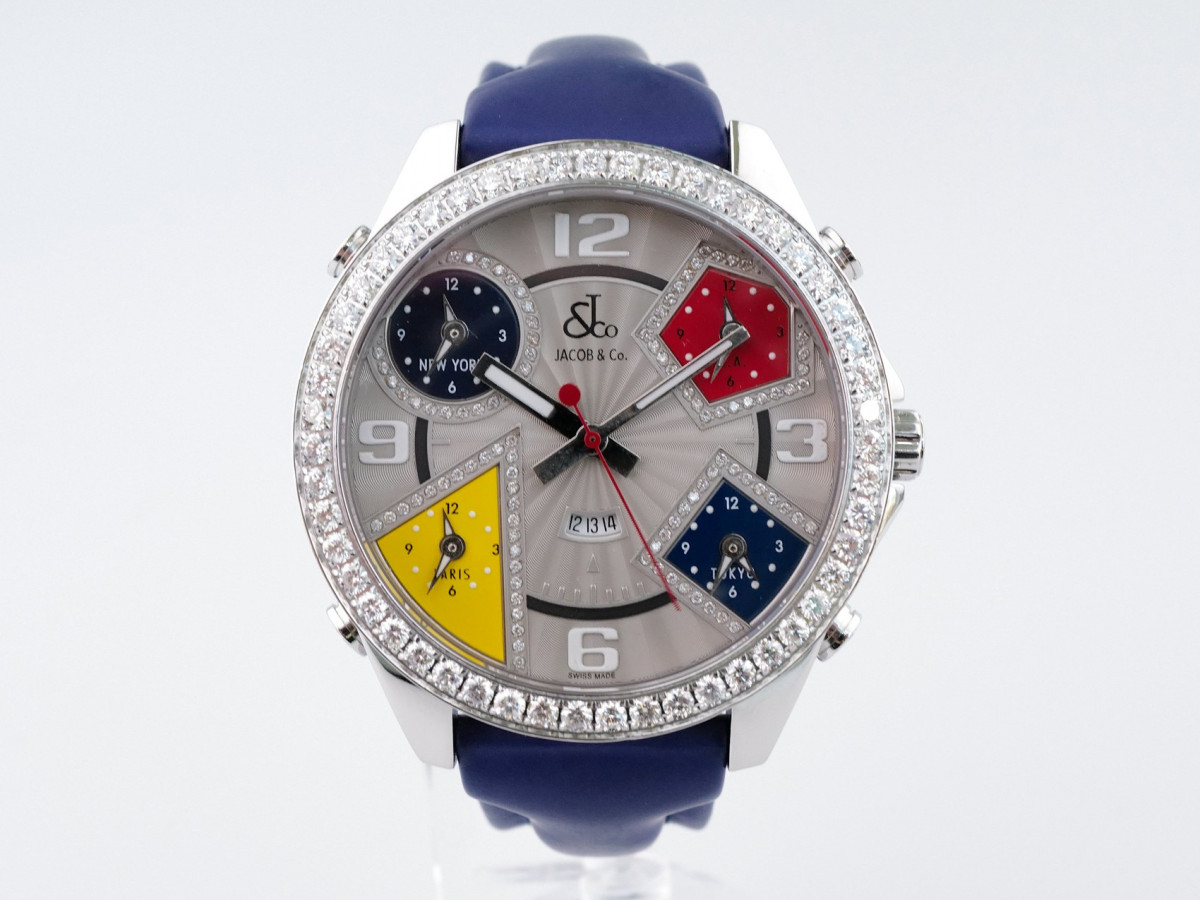 Швейцарський годинник Jacob & Co. Five Time Zone 3.75 Ct Diamonds