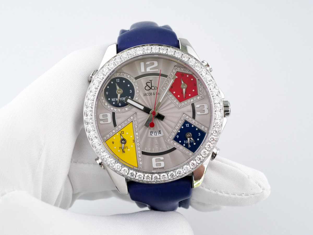 Швейцарський годинник Jacob & Co. Five Time Zone 3.75 Ct Diamonds