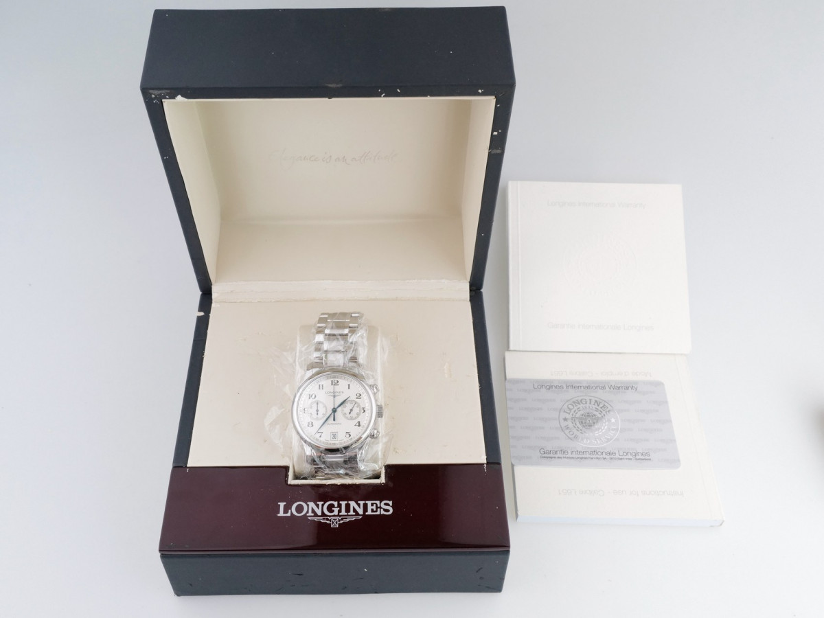 Швейцарський годинник Longines Master Collection Chronograph White Dial