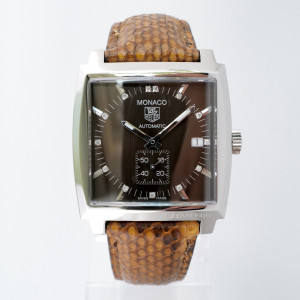 Швейцарський годинник Tag Heuer Monaco Automatic Diamond Brown Dial