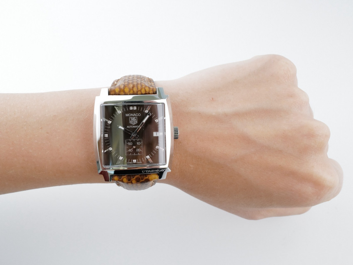 Швейцарские часы Tag Heuer Monaco Automatic Diamond Brown Dial