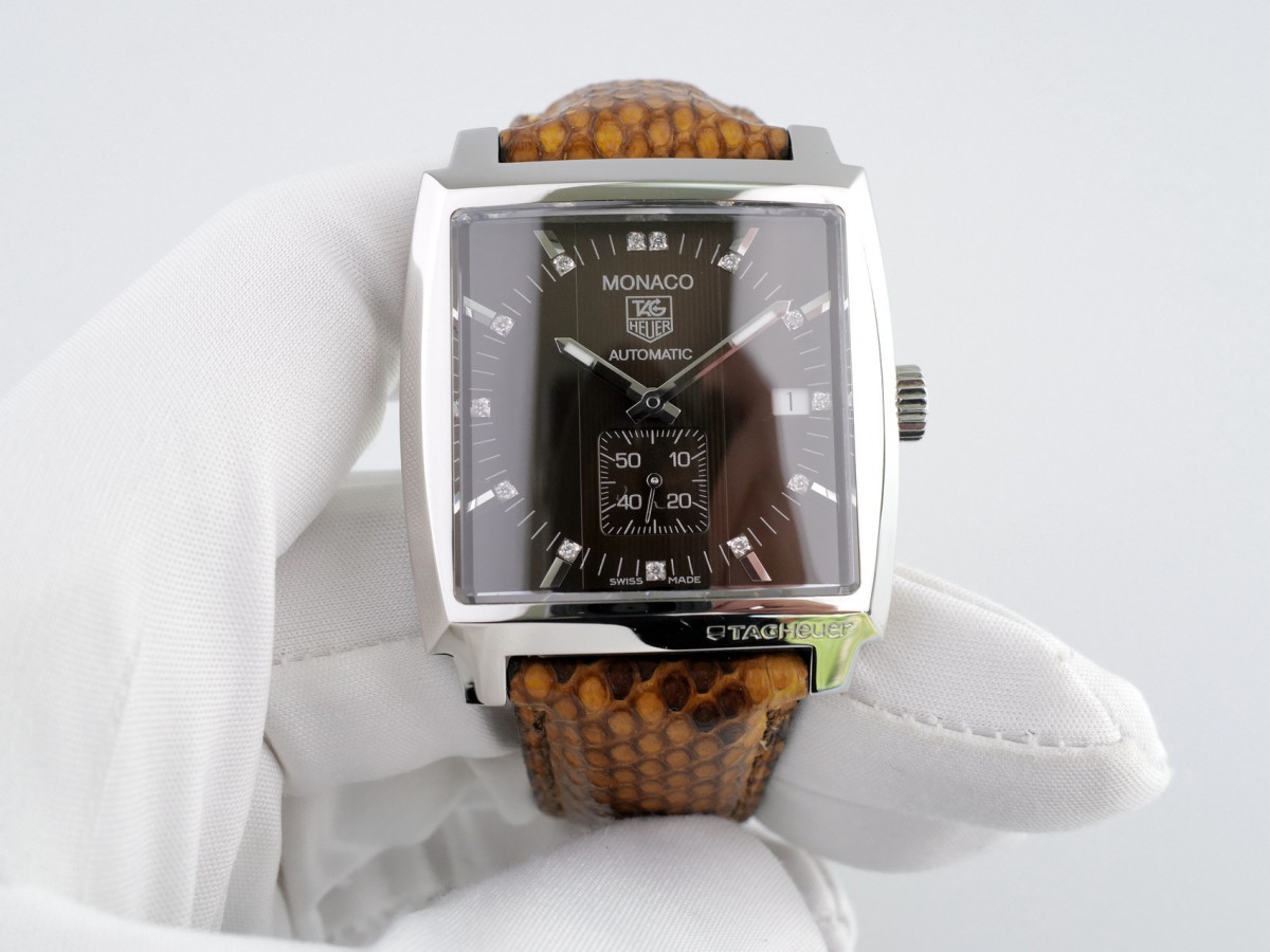 Швейцарские часы Tag Heuer Monaco Automatic Diamond Brown Dial