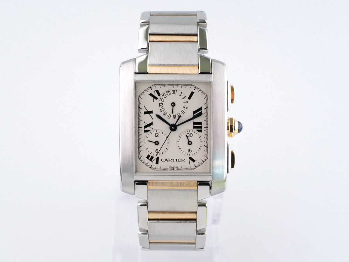 Швейцарський годинник Cartier Tank Francaise Chronoflex Gold Steel