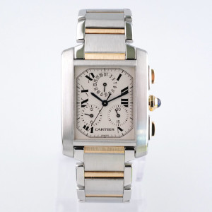 Швейцарський годинник Cartier Tank Francaise Chronoflex Gold Steel