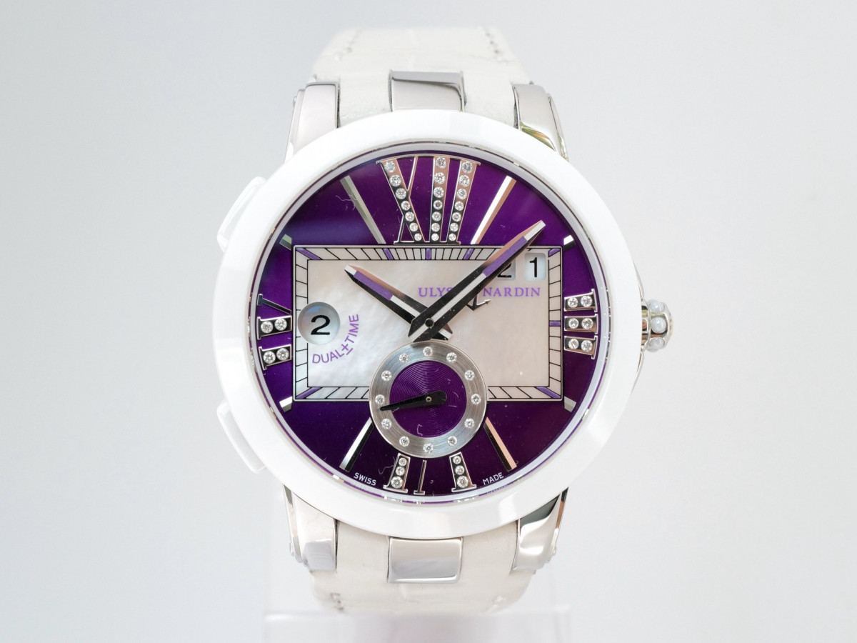 Швейцарський годинник Ulysse Nardin Executive Dual Time Lady Purple Diamonds 40