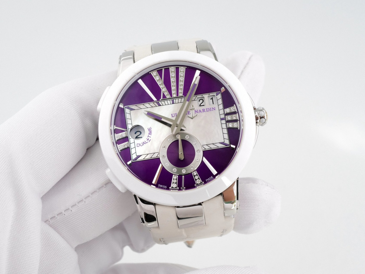Швейцарський годинник Ulysse Nardin Executive Dual Time Lady Purple Diamonds 40