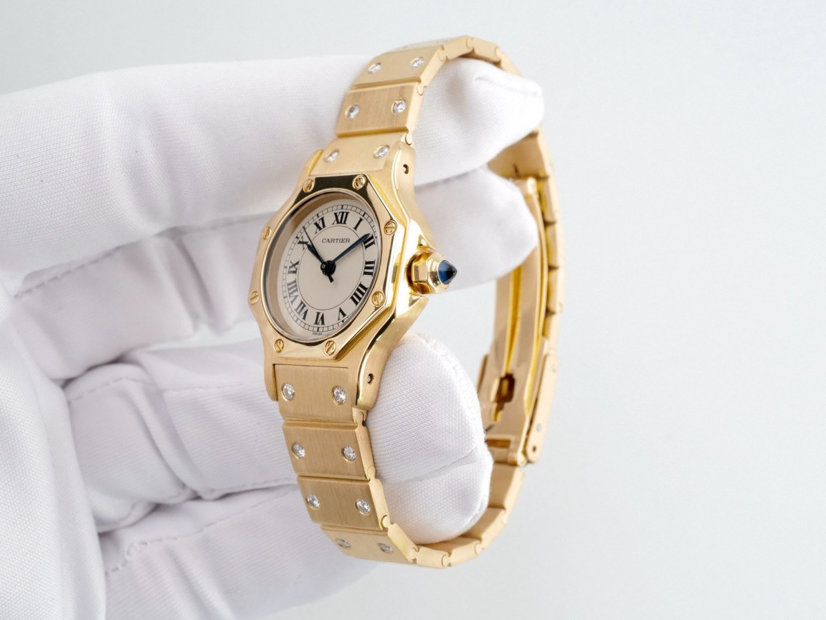 Швейцарський годинник Cartier Santos Octagon 18K Yellow Gold Diamonds