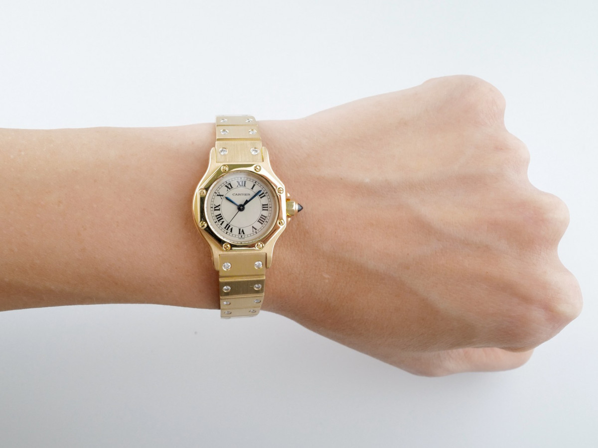 Швейцарський годинник Cartier Santos Octagon 18K Yellow Gold Diamonds