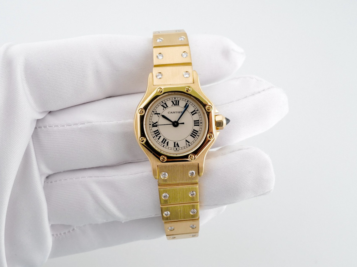 Швейцарський годинник Cartier Santos Octagon 18K Yellow Gold Diamonds