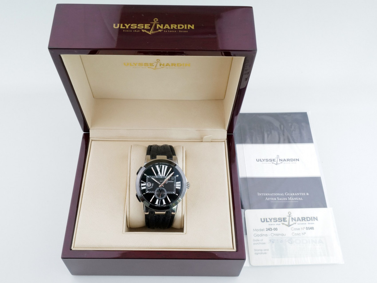 Швейцарський годинник Ulysse Nardin Executive Dual Time Black Alligator Strap Black Dial 43
