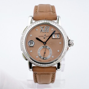 Швейцарские часы Ulysse Nardin Lady Dual Time Big Date Diamond Bezel Brown Dial