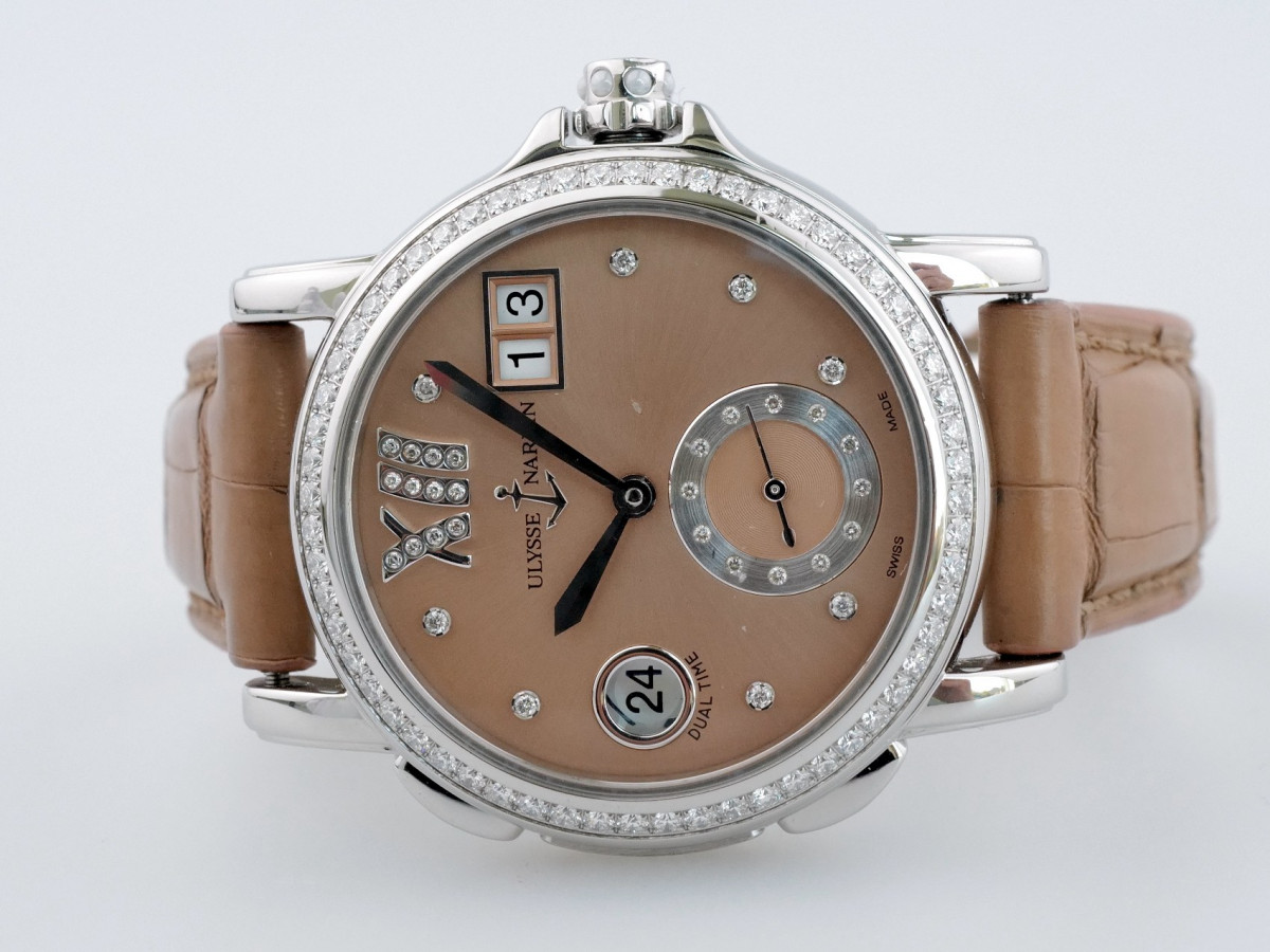 Швейцарские часы Ulysse Nardin Lady Dual Time Big Date Diamond Bezel Brown Dial