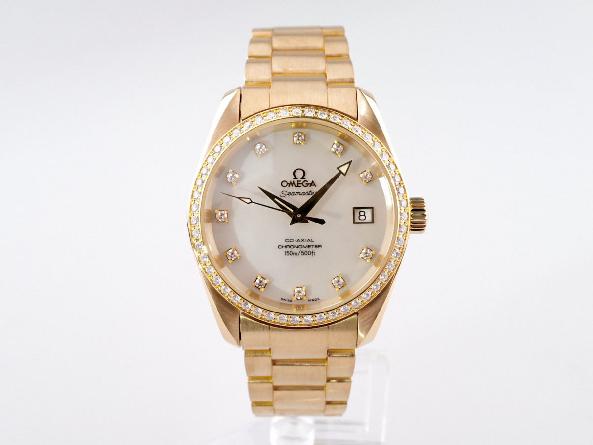 Швейцарские часы Omega Seamaster Aqua Terra 36 Co-Axial Chronometer 18K Yellow Gold Diamond MOP Dial