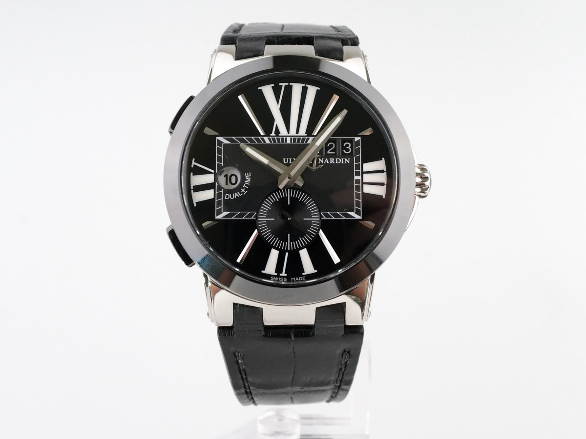 Швейцарський годинник Ulysse Nardin Executive Dual Time Black Alligator Strap Black Dial 43