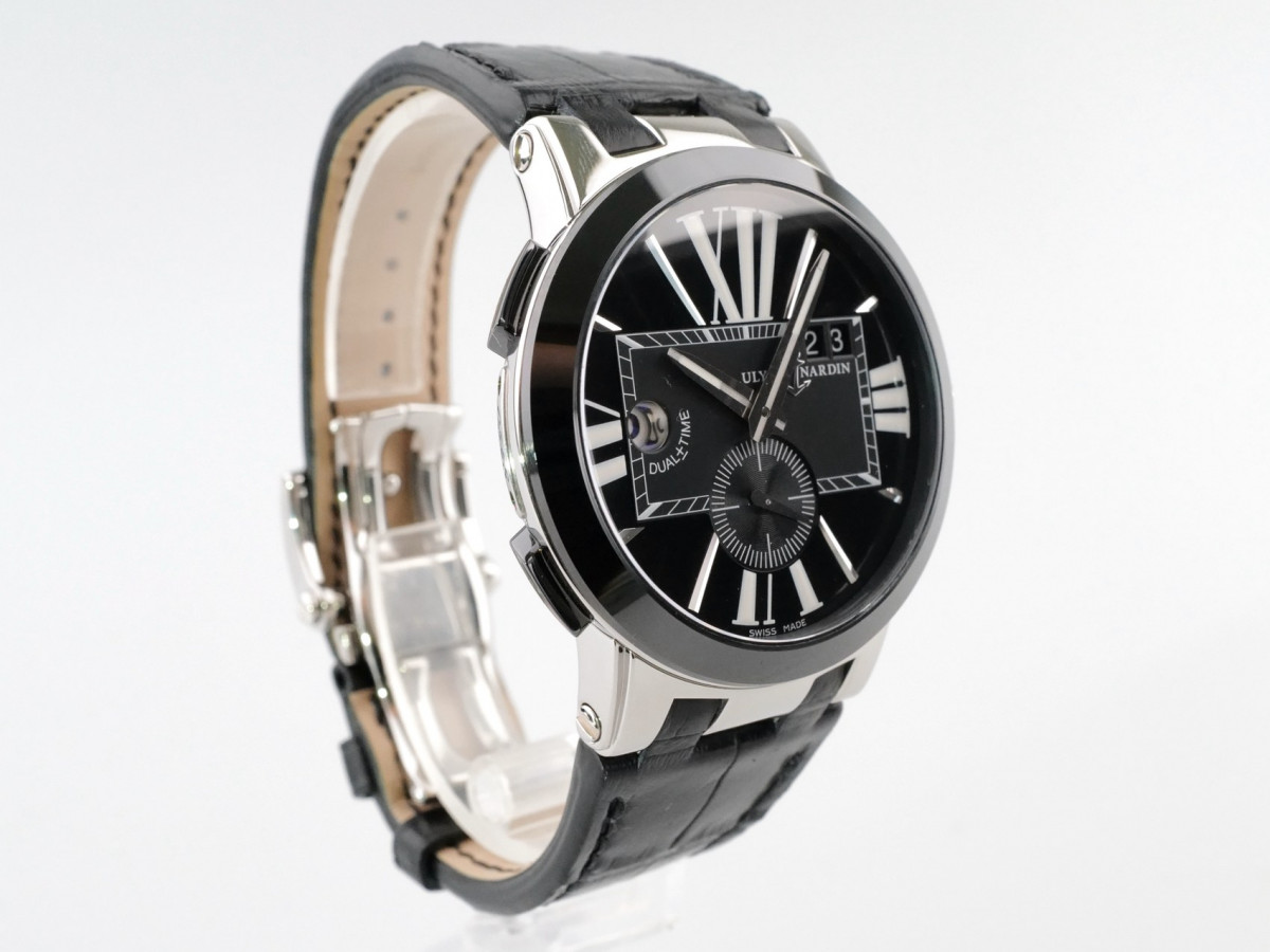 Швейцарський годинник Ulysse Nardin Executive Dual Time Black Alligator Strap Black Dial 43