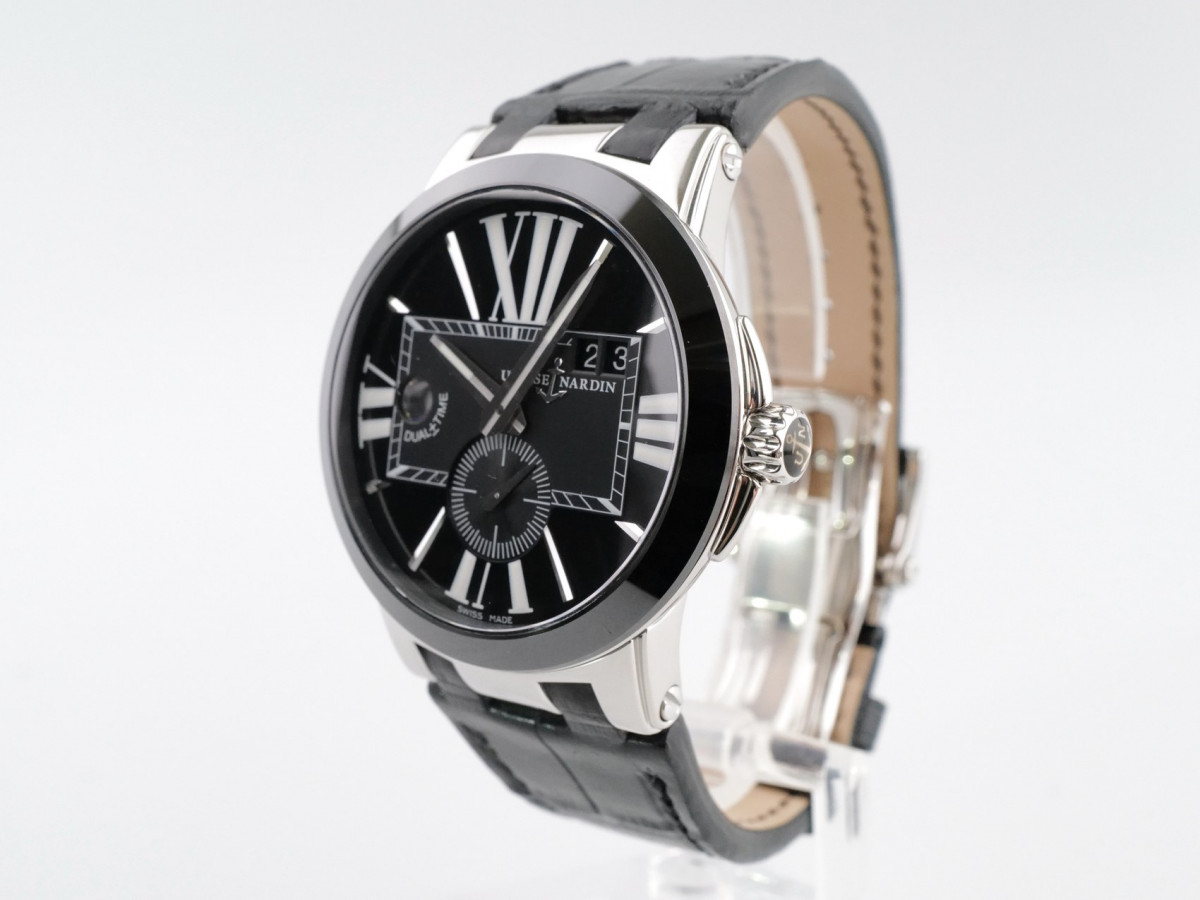 Швейцарський годинник Ulysse Nardin Executive Dual Time Black Alligator Strap Black Dial 43