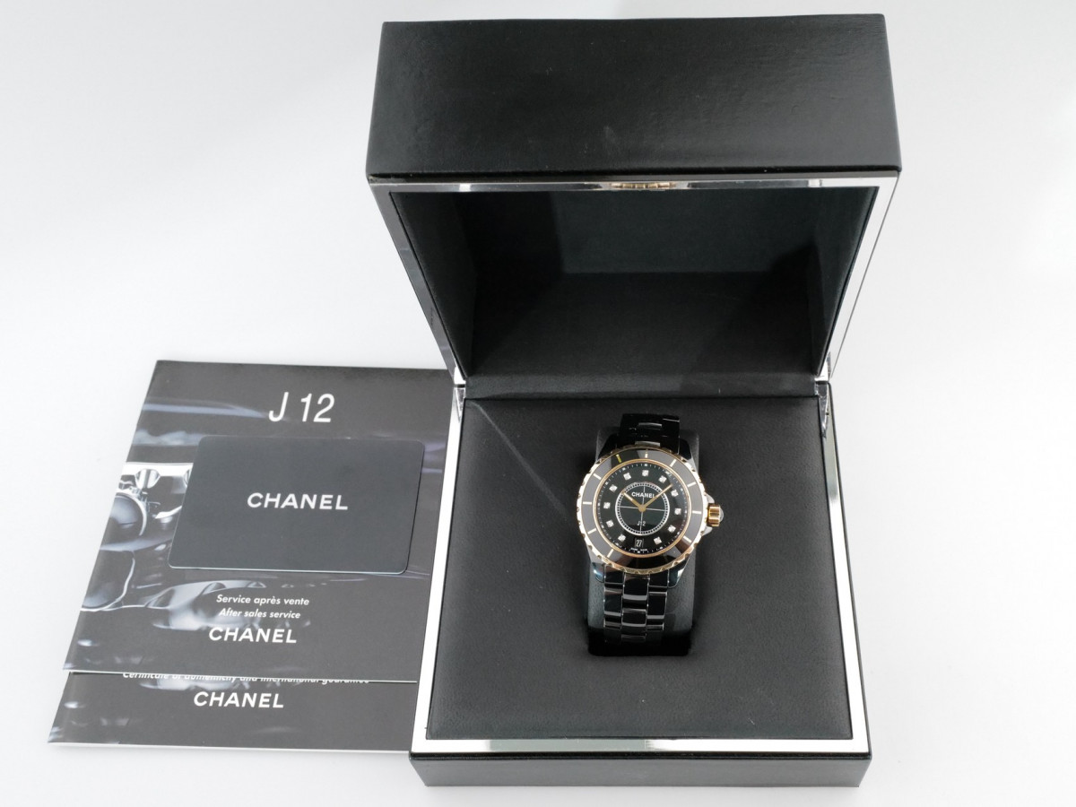 Швейцарские часы Chanel J12 Ceramic Gold Diamonds