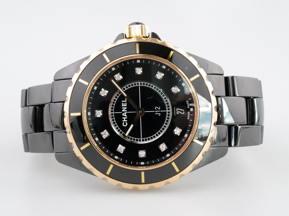 Швейцарские часы Chanel J12 Ceramic Gold Diamonds