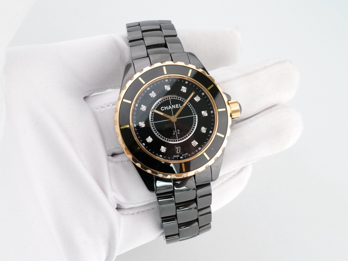 Швейцарские часы Chanel J12 Ceramic Gold Diamonds