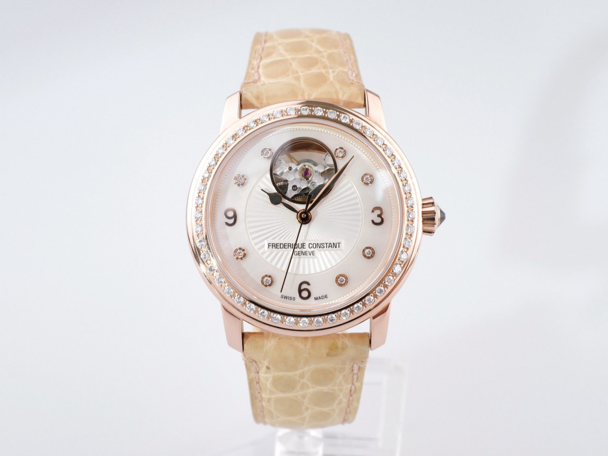 Swiss watch Frederique Constant Heart Beat Mother of Pearl Diamond Dial