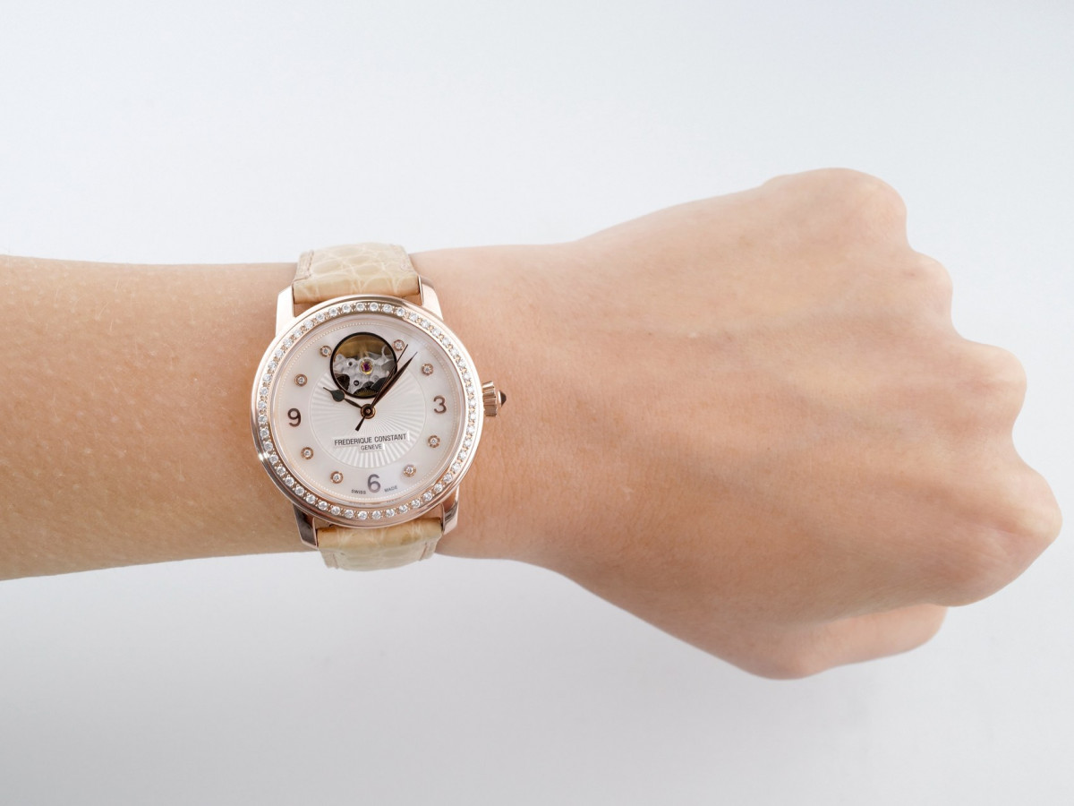 Swiss watch Frederique Constant Heart Beat Mother of Pearl Diamond Dial