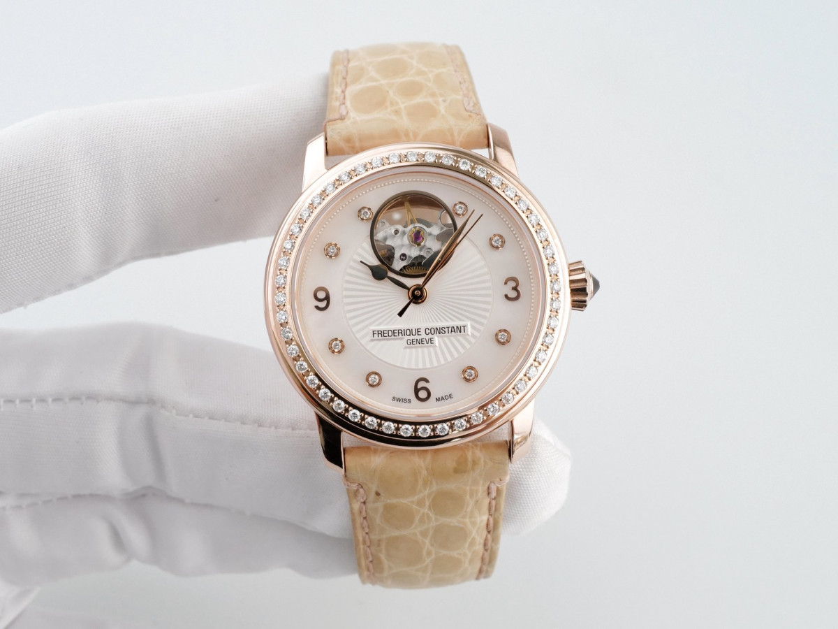 Swiss watch Frederique Constant Heart Beat Mother of Pearl Diamond Dial