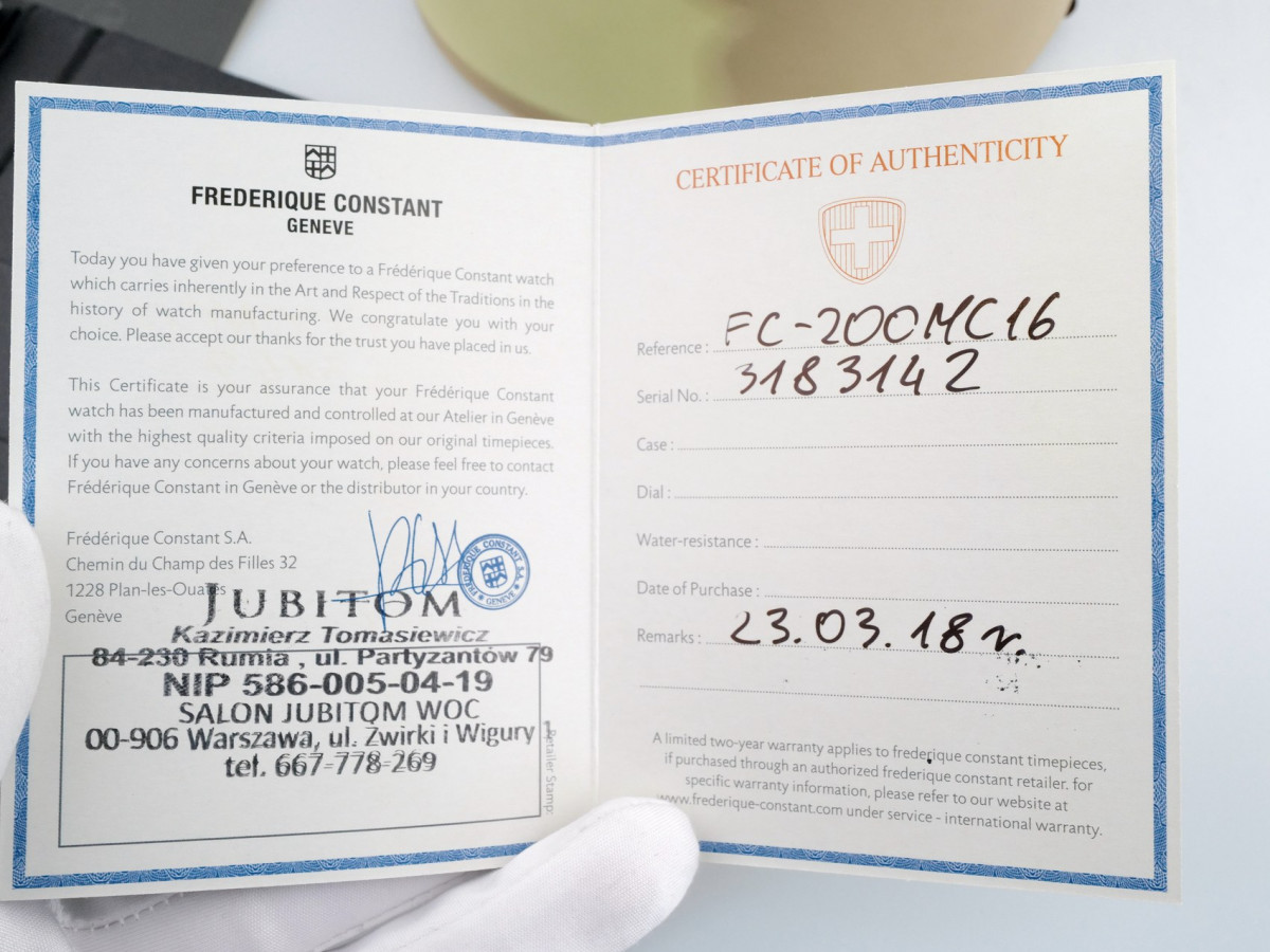 Swiss watch Frederique Constant Heart Beat Mother of Pearl Diamond Dial