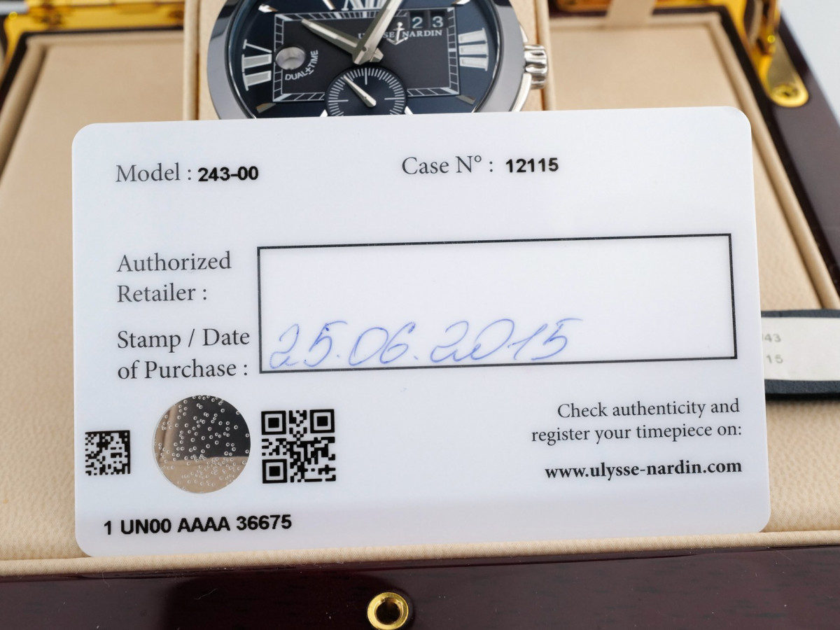 Швейцарские часы Ulysse Nardin Executive Dual Time Blue Dial