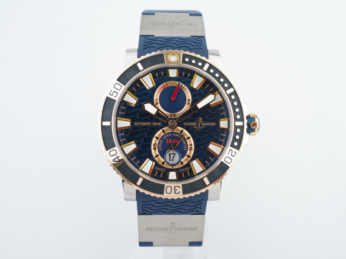 Швейцарские часы Ulysse Nardin Maxi Marine Diver Blue Dial Titanium Gold