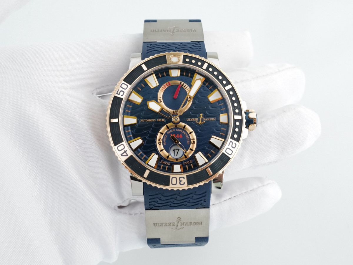 Швейцарские часы Ulysse Nardin Maxi Marine Diver Blue Dial Titanium Gold