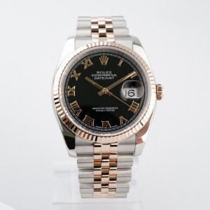 Швейцарський годинник Rolex Datejust 36 Jubilee 18k Rose Gold Steel Black Roman Dial