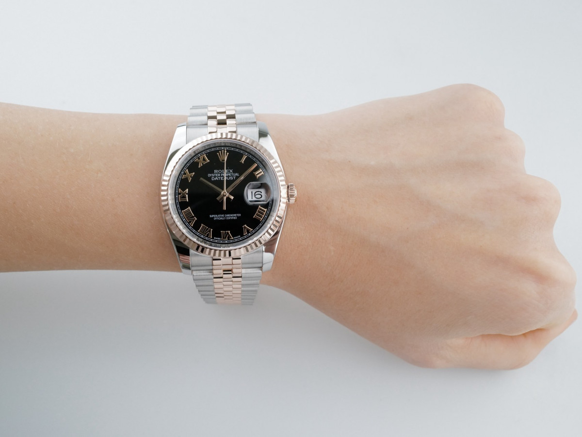 Швейцарський годинник Rolex Datejust 36 Jubilee 18k Rose Gold Steel Black Roman Dial
