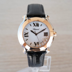 Швейцарские часы Chopard Happy Sport 18K Rose Gold Bezel Diamonds