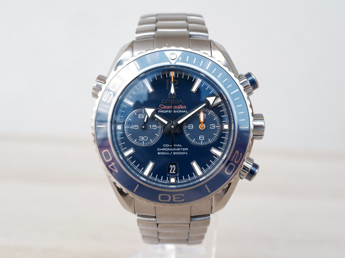 Швейцарський годинник Omega Seamaster Planet Ocean 600M Co‑Axial Chronograph 45.5mm Titanium Blue