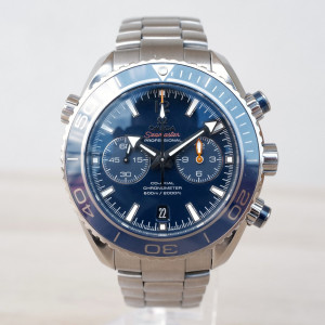 Швейцарские часы Omega Seamaster Planet Ocean 600M Co‑Axial Chronograph 45.5mm Titanium Blue