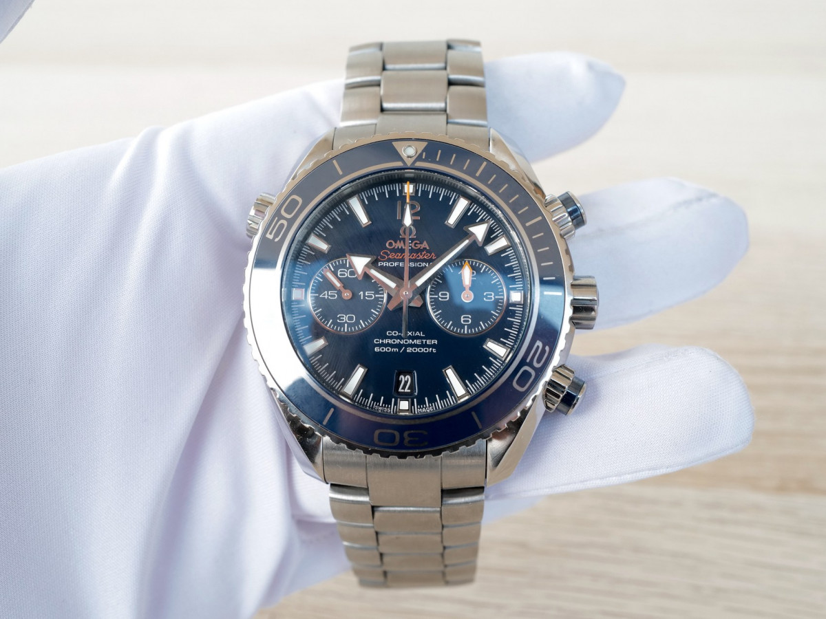 Швейцарський годинник Omega Seamaster Planet Ocean 600M Co‑Axial Chronograph 45.5mm Titanium Blue