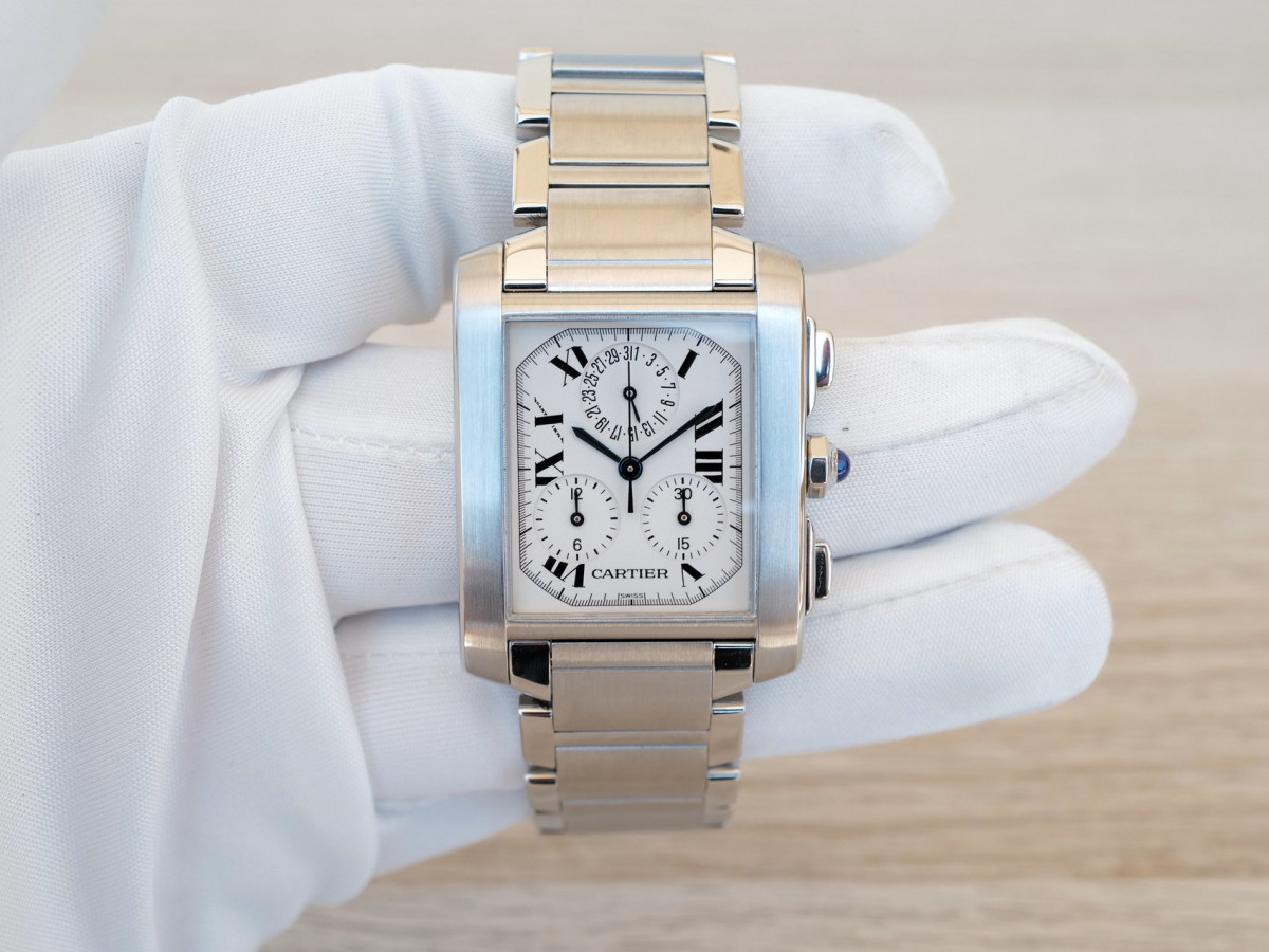 Швейцарський годинник Cartier Tank Francaise Chronoflex Steel
