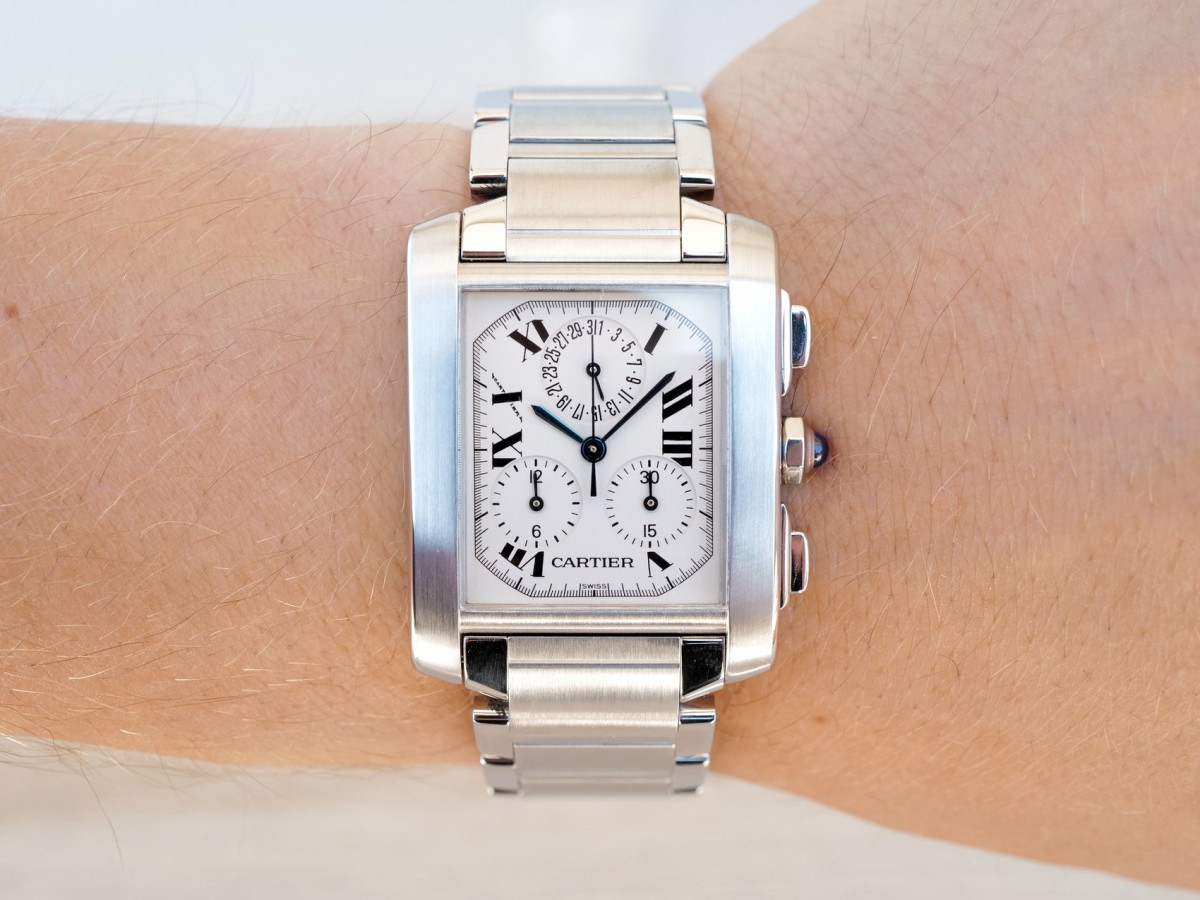 Швейцарський годинник Cartier Tank Francaise Chronoflex Steel