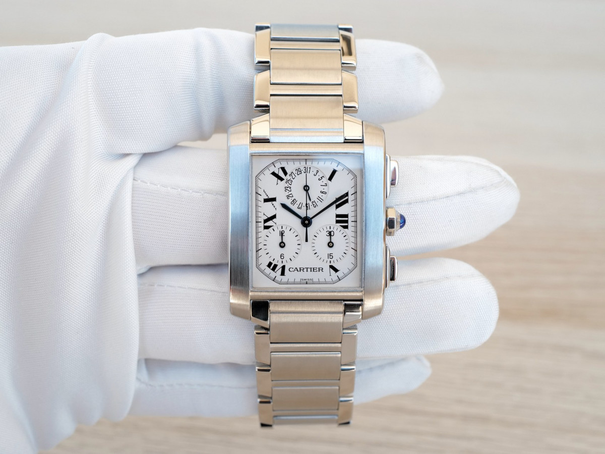 Швейцарський годинник Cartier Tank Francaise Chronoflex Steel