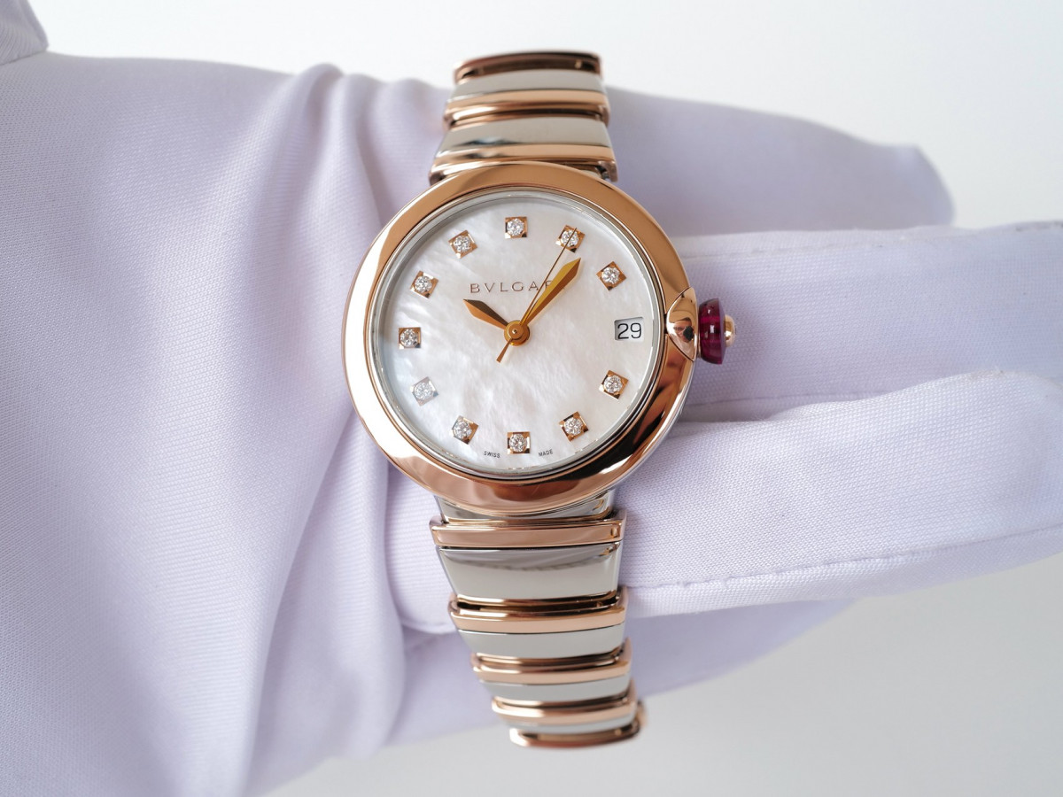 Швейцарський годинник Bulgari Lucea Automatic 18K Rose Gold Steel MOP Diamond Dial