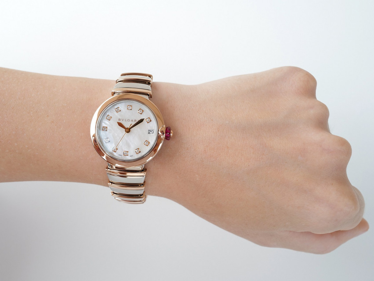 Швейцарський годинник Bulgari Lucea Automatic 18K Rose Gold Steel MOP Diamond Dial