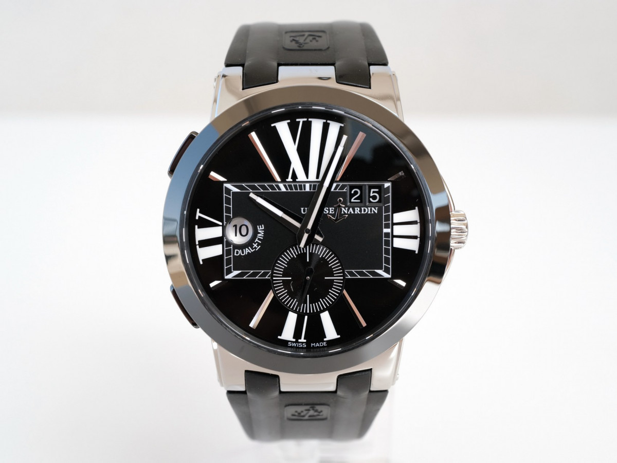 Швейцарские часы Ulysse Nardin Executive Dual Time Black Rubber Strap Black Dial 43
