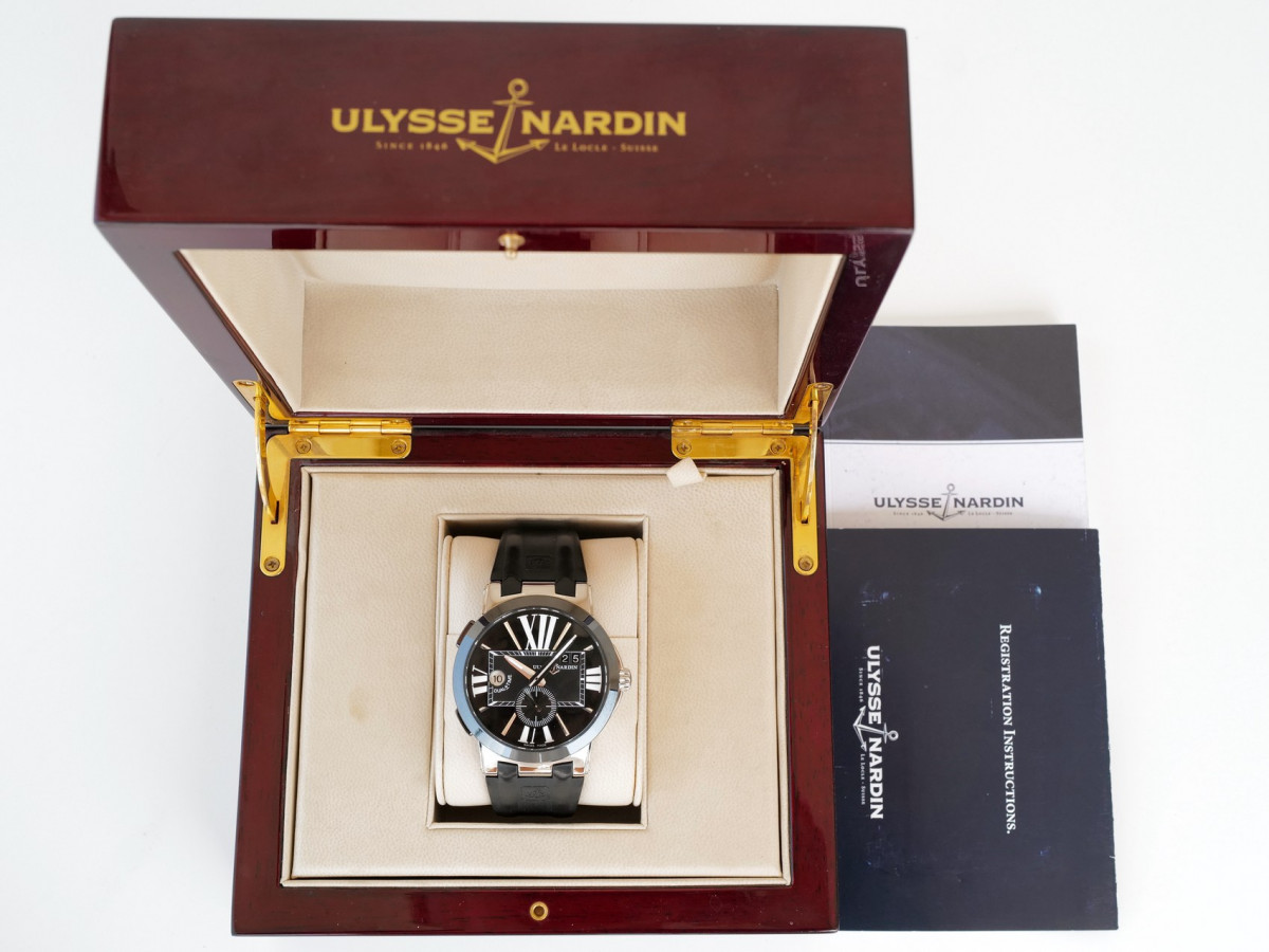 Швейцарские часы Ulysse Nardin Executive Dual Time Black Rubber Strap Black Dial 43