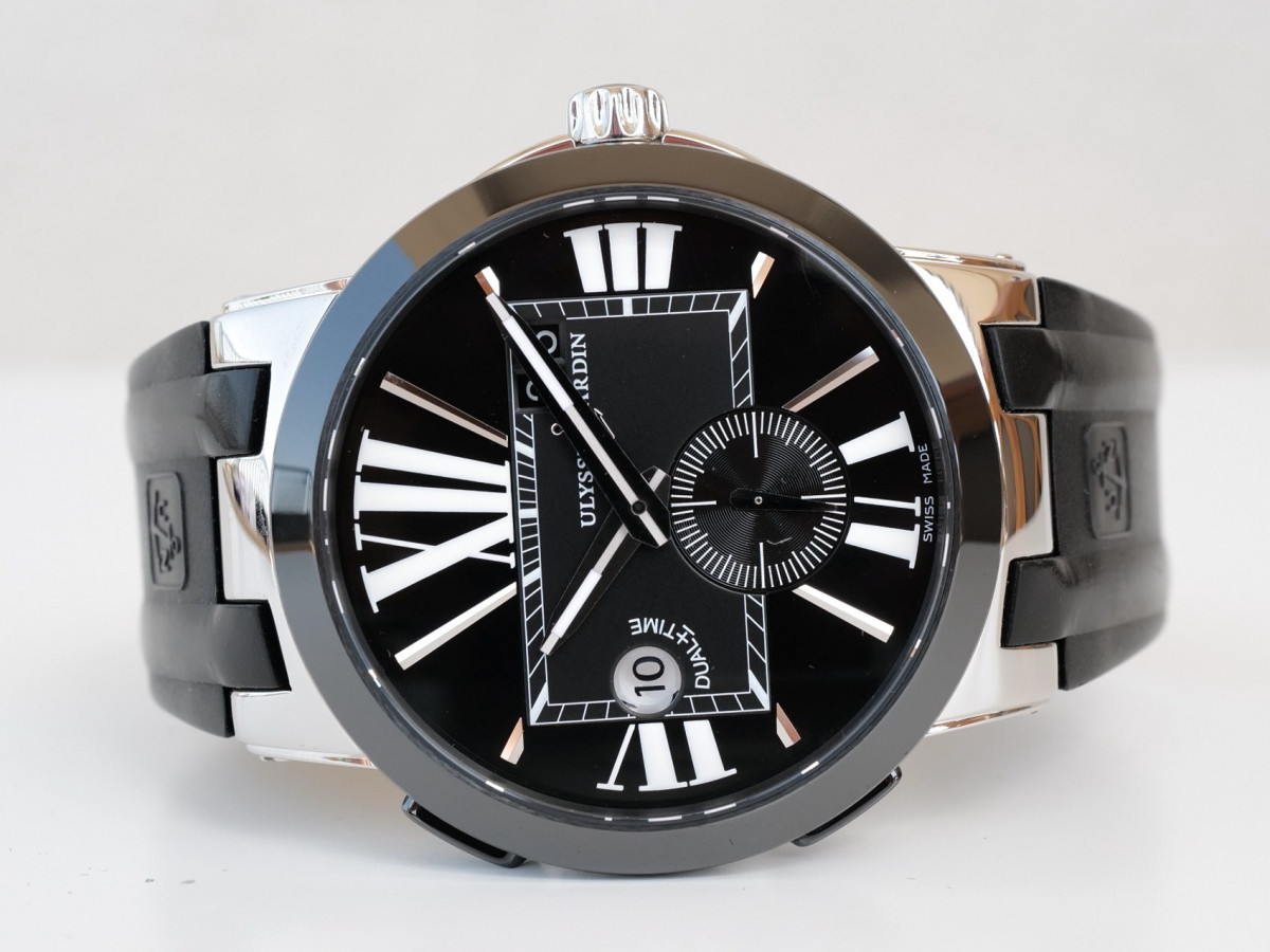 Швейцарские часы Ulysse Nardin Executive Dual Time Black Rubber Strap Black Dial 43