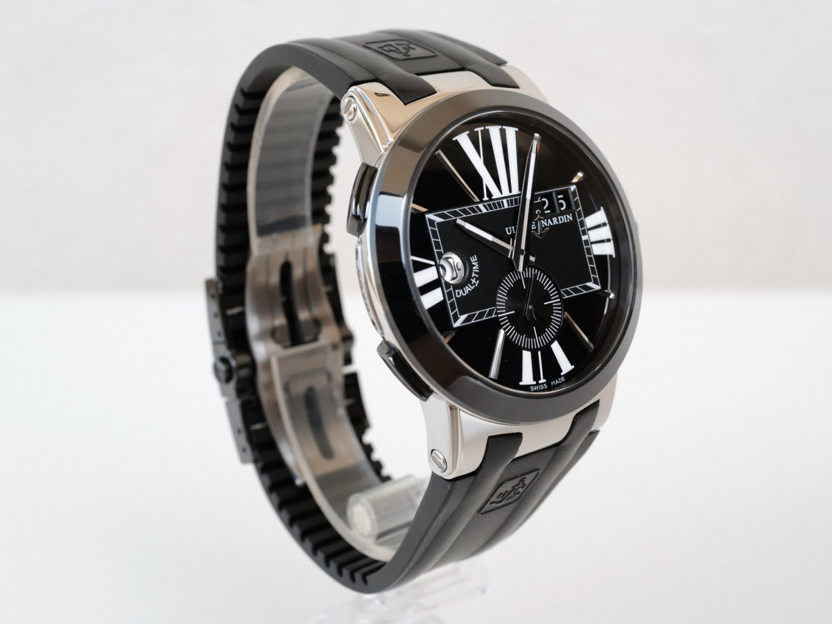 Швейцарские часы Ulysse Nardin Executive Dual Time Black Rubber Strap Black Dial 43