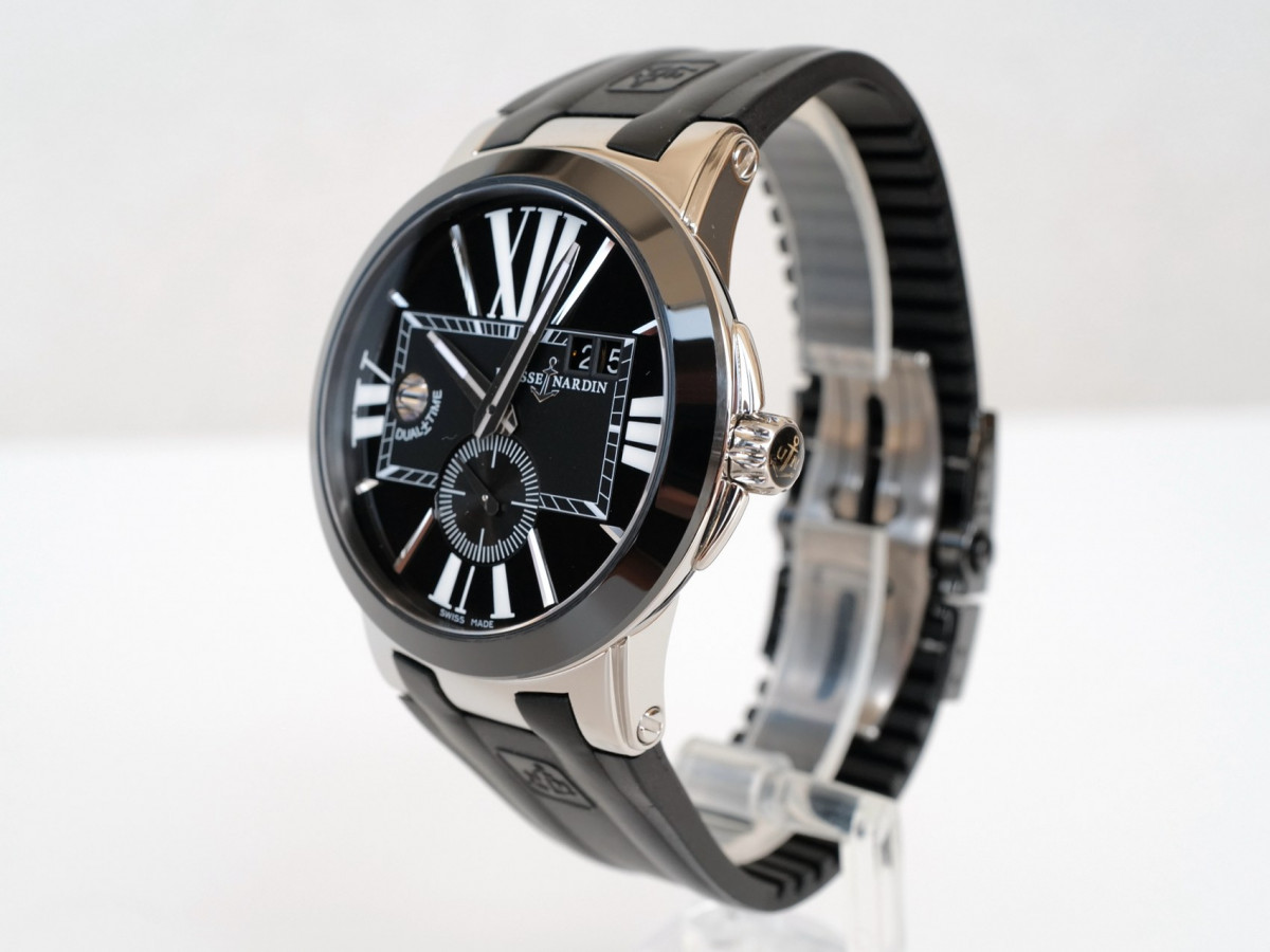 Швейцарские часы Ulysse Nardin Executive Dual Time Black Rubber Strap Black Dial 43
