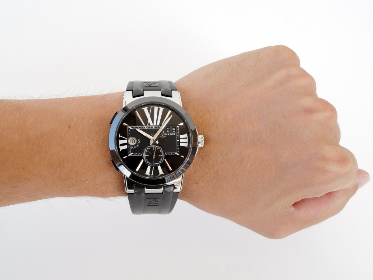 Швейцарские часы Ulysse Nardin Executive Dual Time Black Rubber Strap Black Dial 43