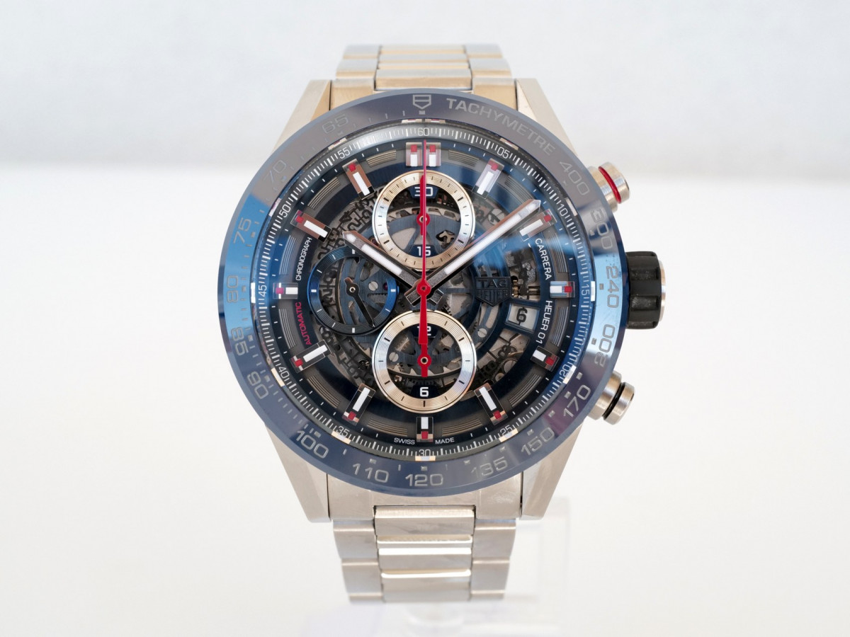 Швейцарський годинник TAG Heuer Carrera Calibre HEUER 01 Blue Ceramic Skeleton
